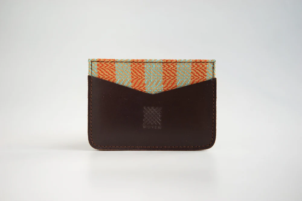 Benguet (Orange and Teal) Leather Card Holder - Image 3
